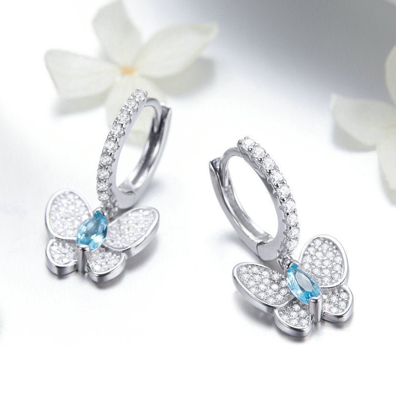 Fashion Blue Crystal Platinum Plated Earrings-Jewearrings