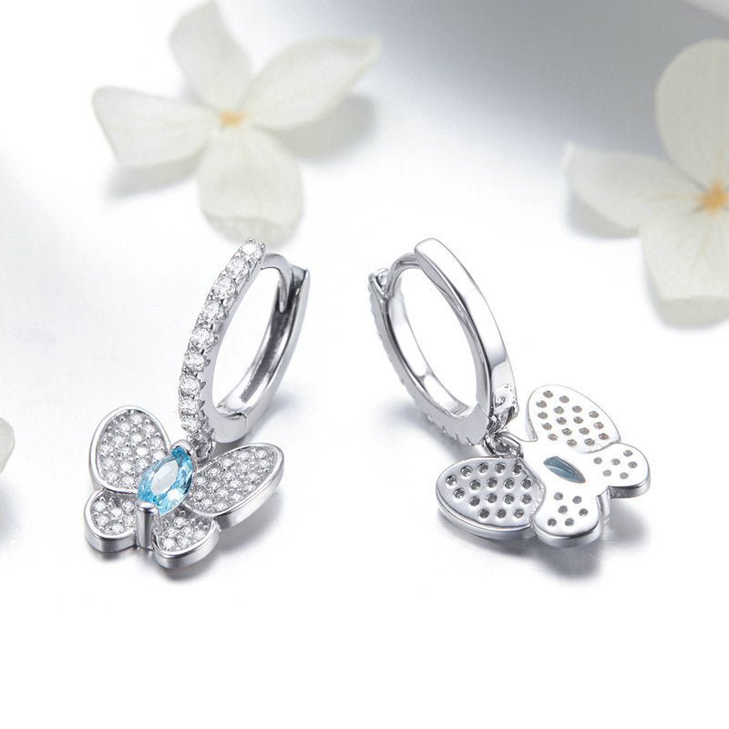 Fashion Blue Crystal Platinum Plated Earrings-Jewearrings