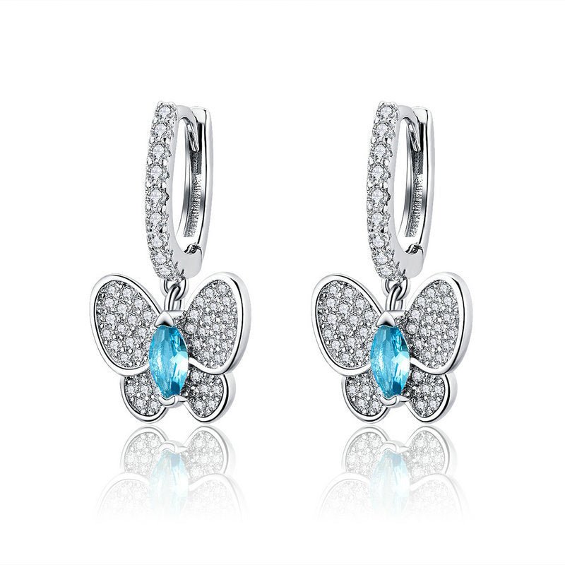 Fashion Blue Crystal Platinum Plated Earrings-Jewearrings