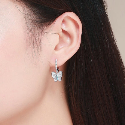 Fashion Blue Crystal Platinum Plated Earrings-Jewearrings