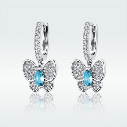 Fashion Blue Crystal Platinum Plated Earrings-Jewearrings