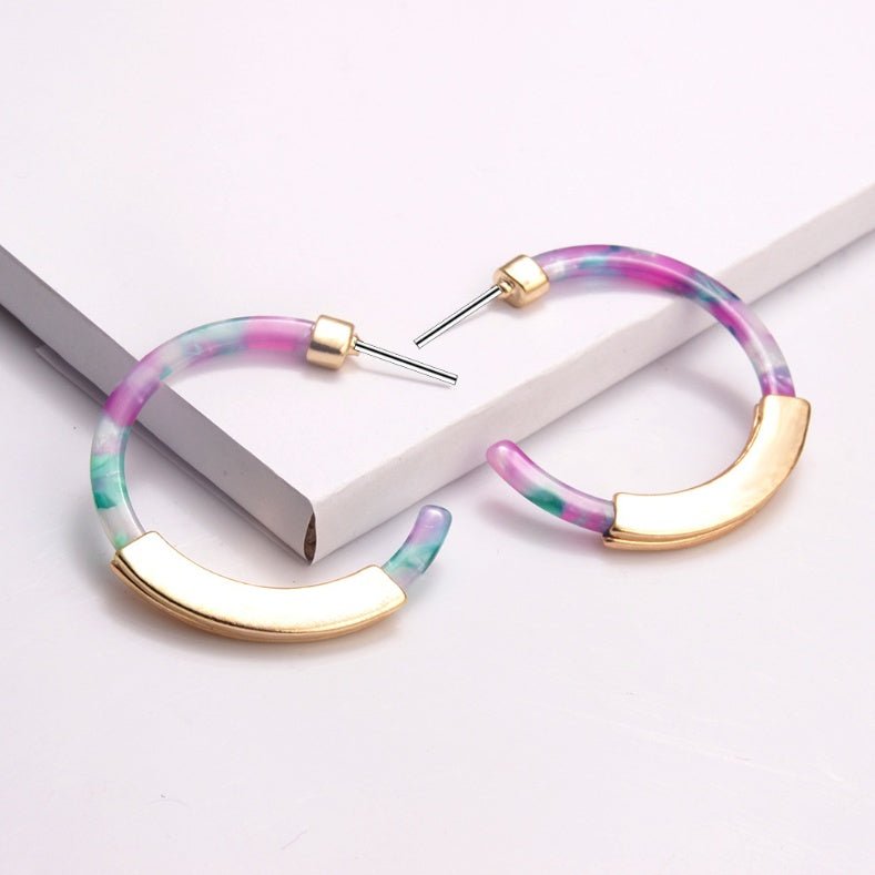 Fashion Bohemia Acrylic Acetate Hoop Earrings-Jewearrings