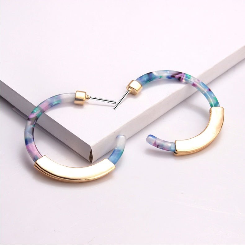 Fashion Bohemia Acrylic Acetate Hoop Earrings-Jewearrings