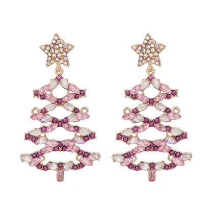 Fashion Christmas Tree Diamond Stud Earrings-Jewearrings