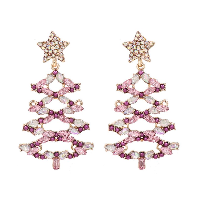 Fashion Christmas Tree Diamond Stud Earrings-Jewearrings