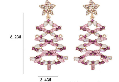 Fashion Christmas Tree Diamond Stud Earrings-Jewearrings