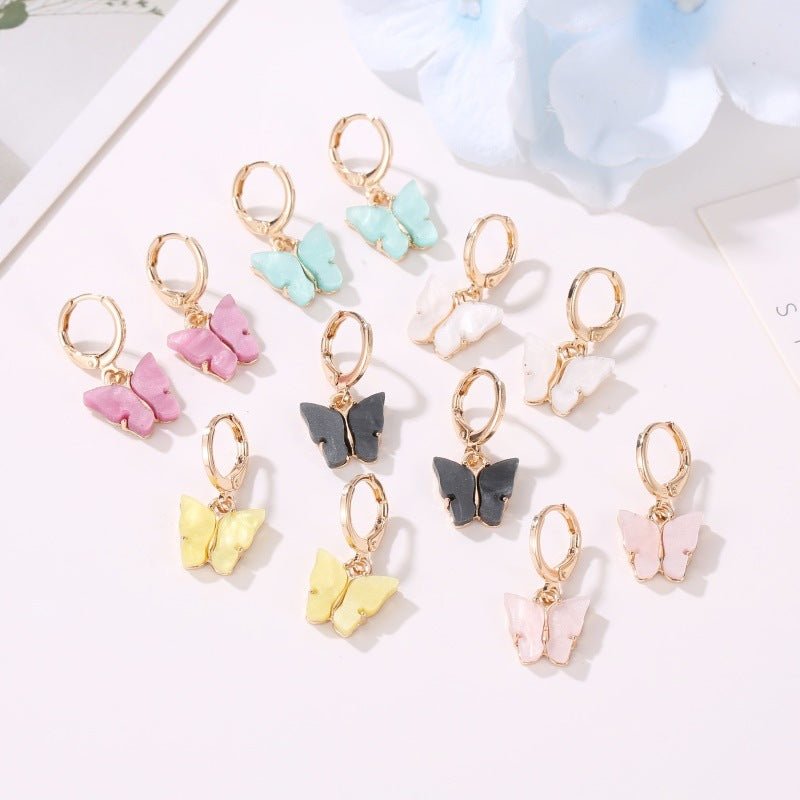 Fashion Color Acrylic Butterfly Earrings Earrings-Jewearrings