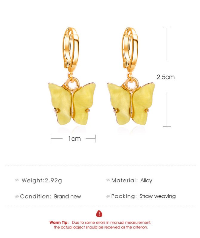 Fashion Color Acrylic Butterfly Earrings Earrings-Jewearrings