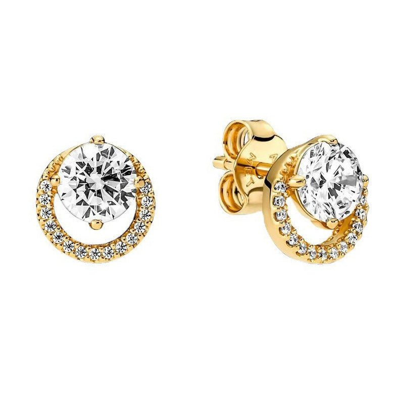 Fashion Colored Zircon White Copper Gold Plated Stud Earrings Butterfly-Jewearrings