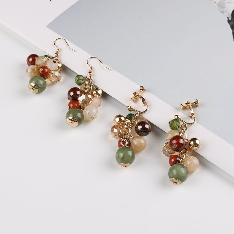 Fashion Colorful Acrylic Grape Cluster Earrings-Jewearrings