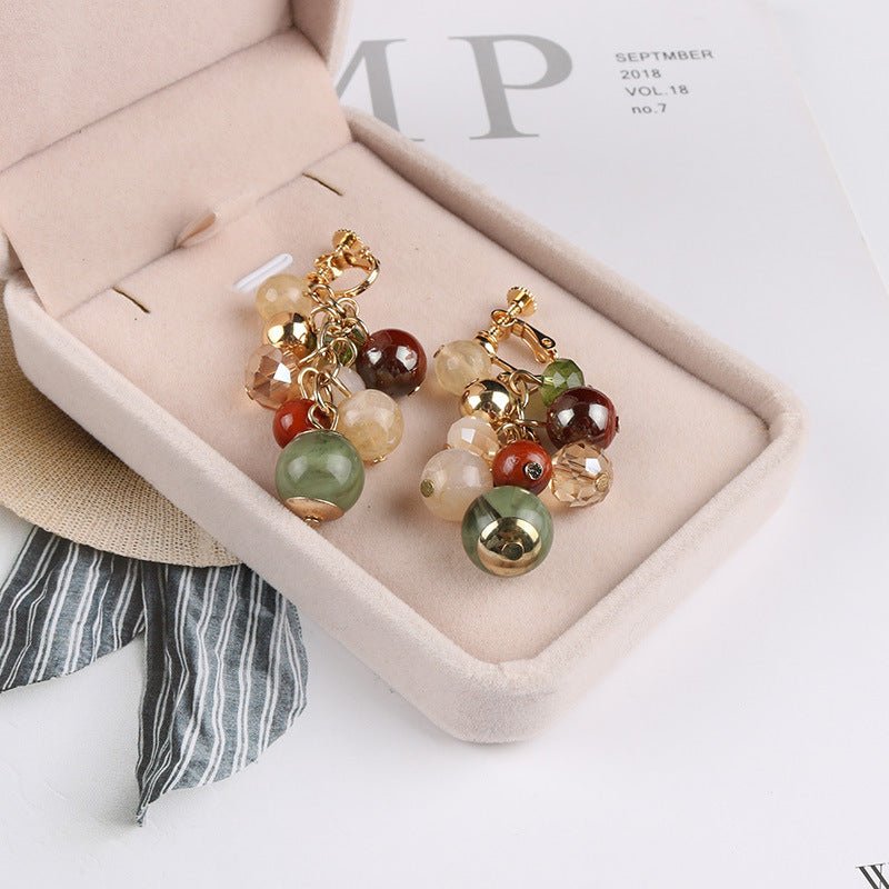 Fashion Colorful Acrylic Grape Cluster Earrings-Jewearrings