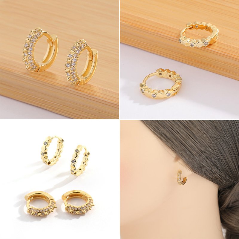 Fashion Copper Plating 18K Gold Earrings Ins Geometric-Jewearrings