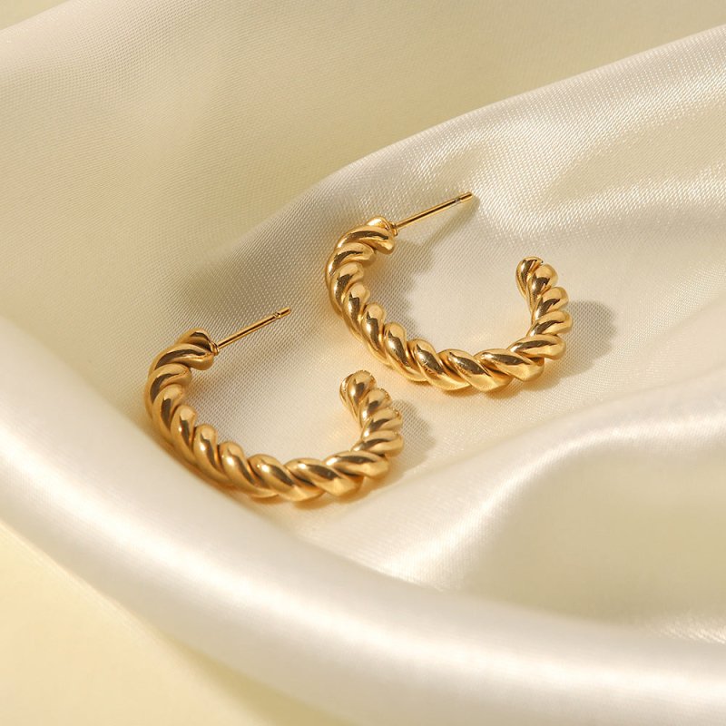 Fashion Creative Earrings 18ct Gold Twist Geometric-Jewearrings