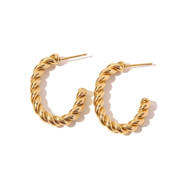 Fashion Creative Earrings 18ct Gold Twist Geometric-Jewearrings