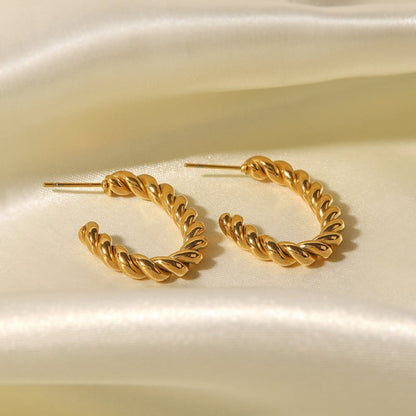 Fashion Creative Earrings 18ct Gold Twist Geometric-Jewearrings