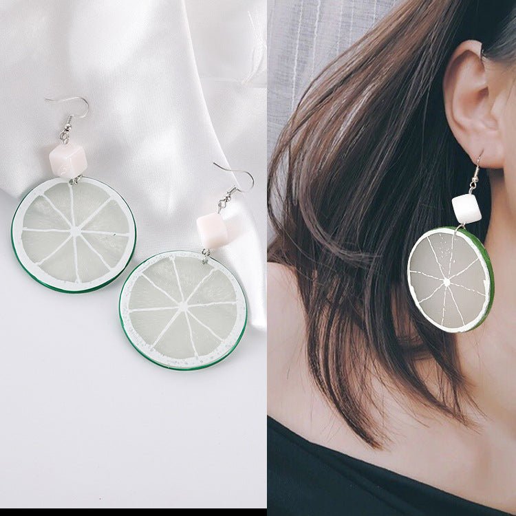 Fashion Creative Fruit Lemon Slice Acrylic Earrings-Jewearrings