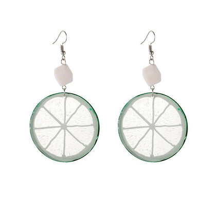 Fashion Creative Fruit Lemon Slice Acrylic Earrings-Jewearrings