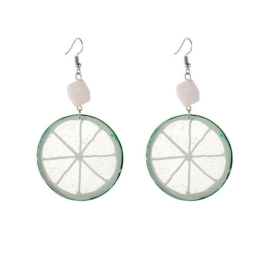 Fashion Creative Fruit Lemon Slice Acrylic Earrings-Jewearrings