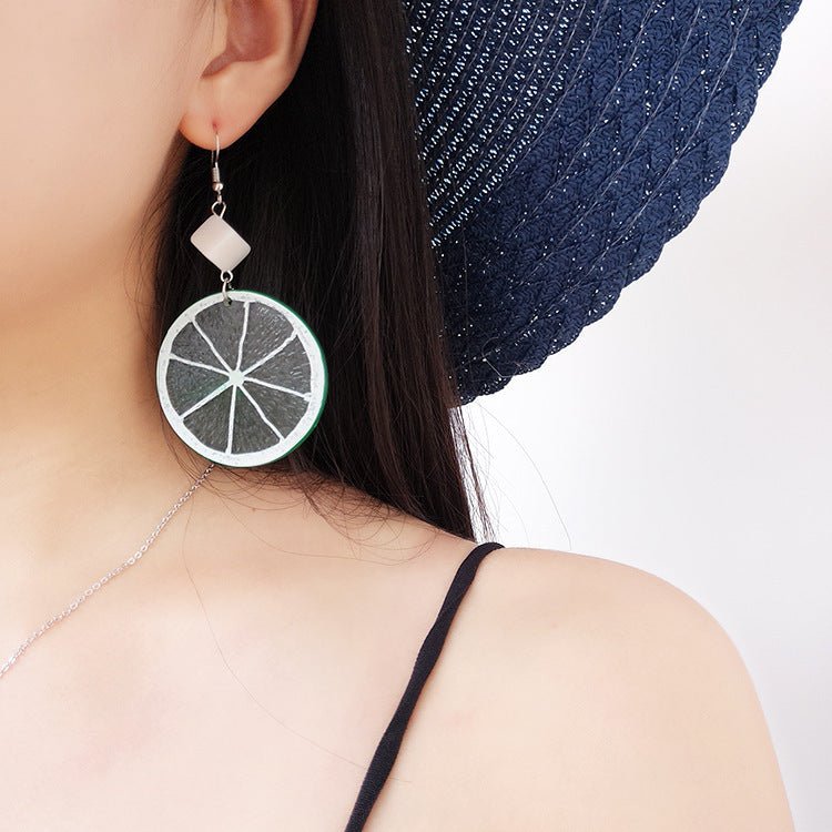 Fashion Creative Fruit Lemon Slice Acrylic Earrings-Jewearrings