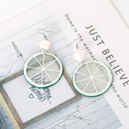 Fashion Creative Fruit Lemon Slice Acrylic Earrings-Jewearrings