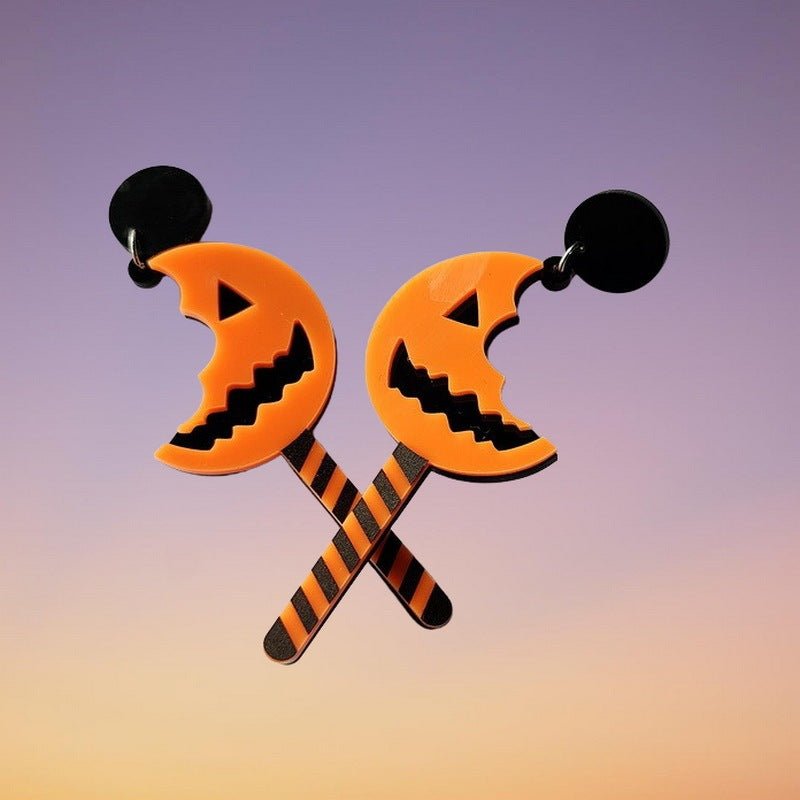 Fashion Creative Halloween Pumpkin Stick Earrings-Jewearrings