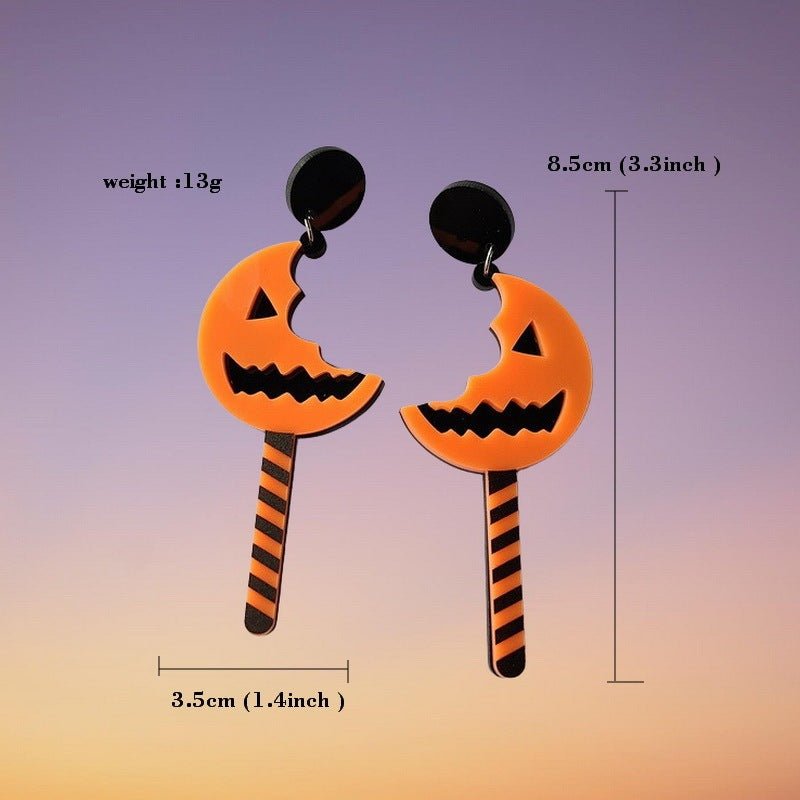 Fashion Creative Halloween Pumpkin Stick Earrings-Jewearrings