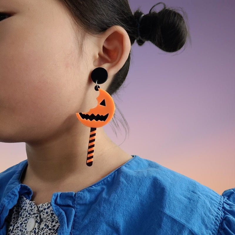 Fashion Creative Halloween Pumpkin Stick Earrings-Jewearrings