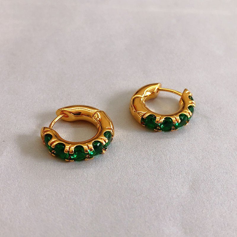 Fashion Creativity Electroplated Gold And Emerald Earrings-Jewearrings