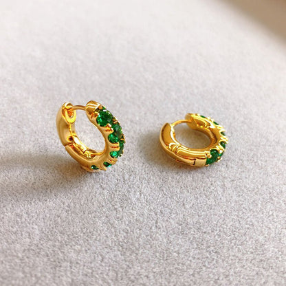 Fashion Creativity Electroplated Gold And Emerald Earrings-Jewearrings