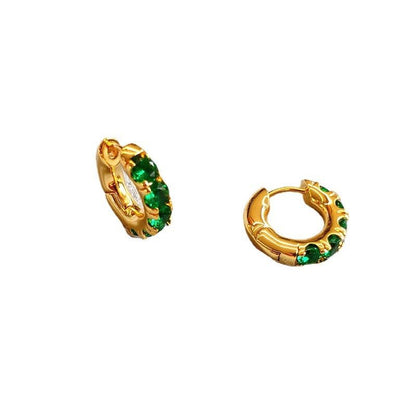 Fashion Creativity Electroplated Gold And Emerald Earrings-Jewearrings