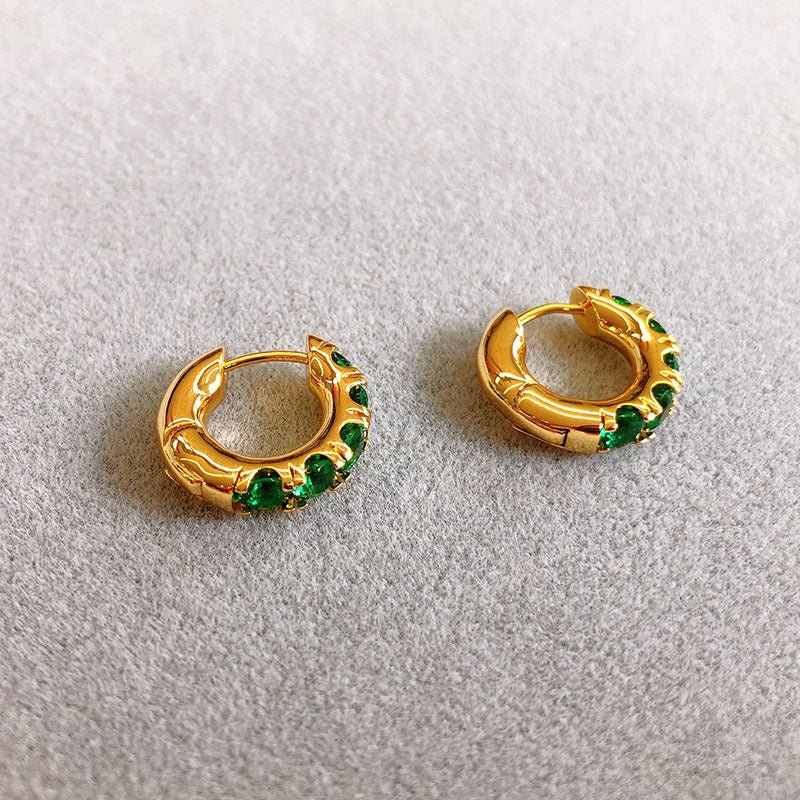 Fashion Creativity Electroplated Gold And Emerald Earrings-Jewearrings