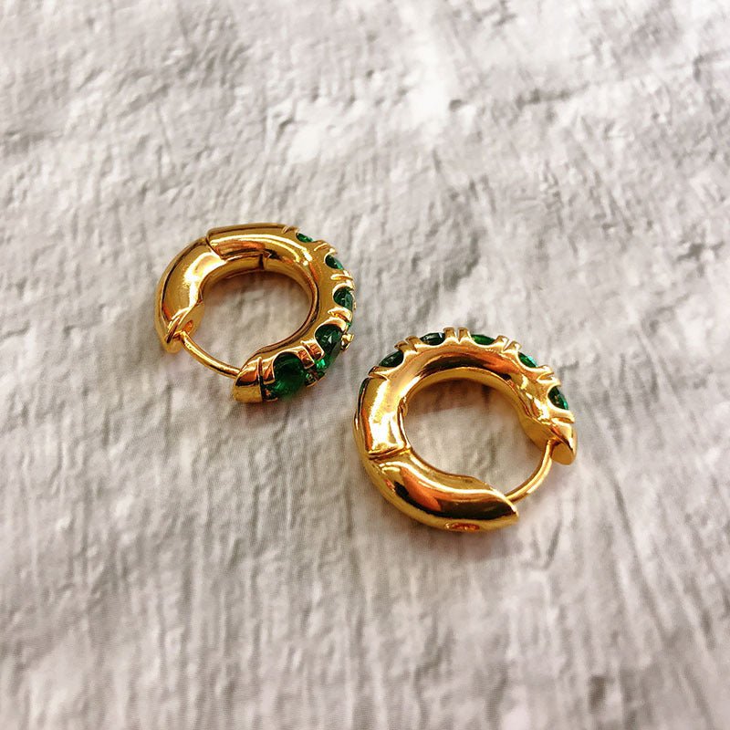 Fashion Creativity Electroplated Gold And Emerald Earrings-Jewearrings