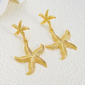 Fashion Diamond Starfish Shell Pearl Earrings-Jewearrings