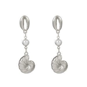 Fashion Diamond Starfish Shell Pearl Earrings-Jewearrings