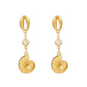 Fashion Diamond Starfish Shell Pearl Earrings-Jewearrings