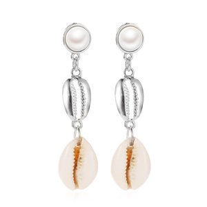 Fashion Diamond Starfish Shell Pearl Earrings-Jewearrings