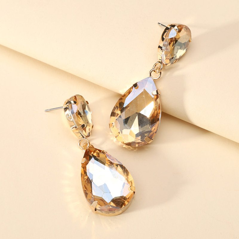 Fashion Drop Shape Colored Clear Glass Crystal Earrings-Jewearrings