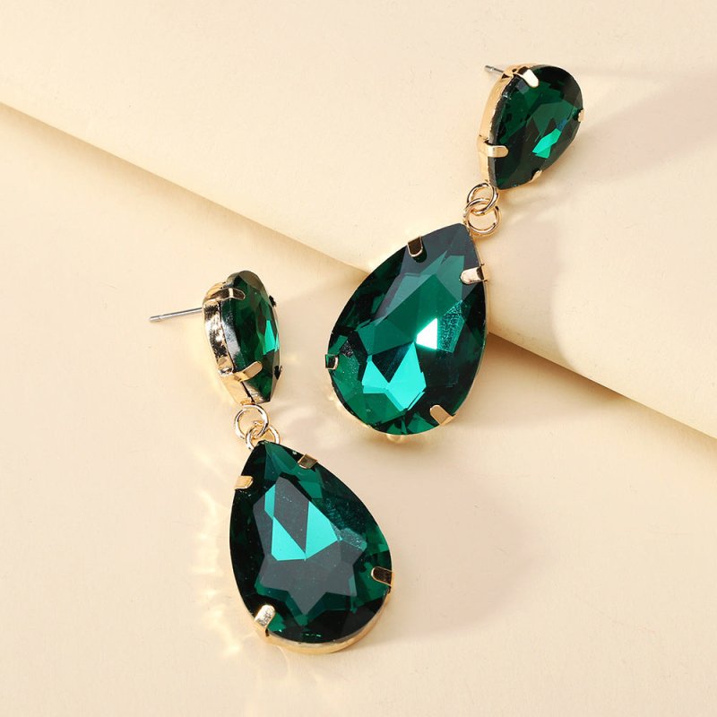 Fashion Drop Shape Colored Clear Glass Crystal Earrings-Jewearrings