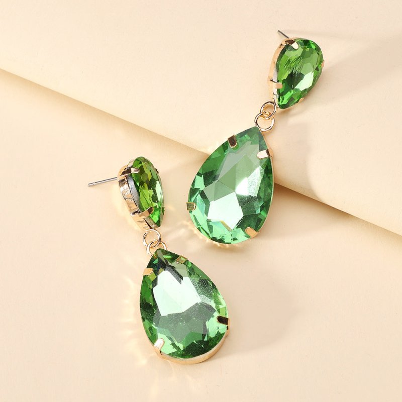 Fashion Drop Shape Colored Clear Glass Crystal Earrings-Jewearrings