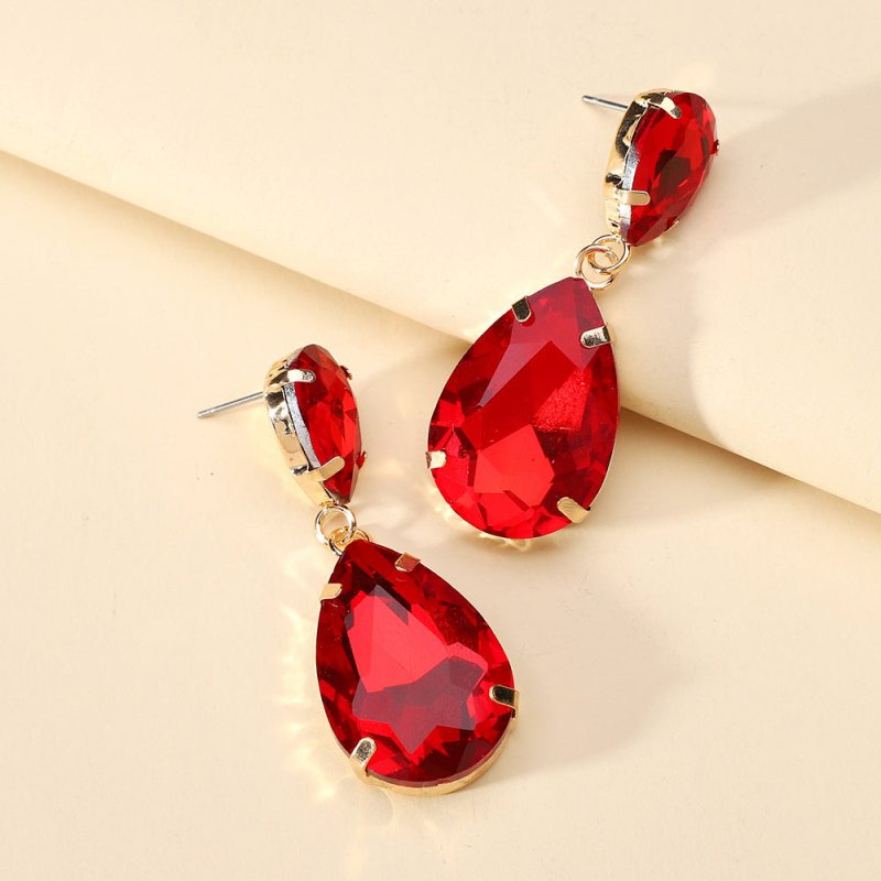 Fashion Drop Shape Colored Clear Glass Crystal Earrings-Jewearrings