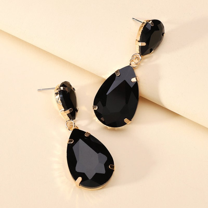 Fashion Drop Shape Colored Clear Glass Crystal Earrings-Jewearrings