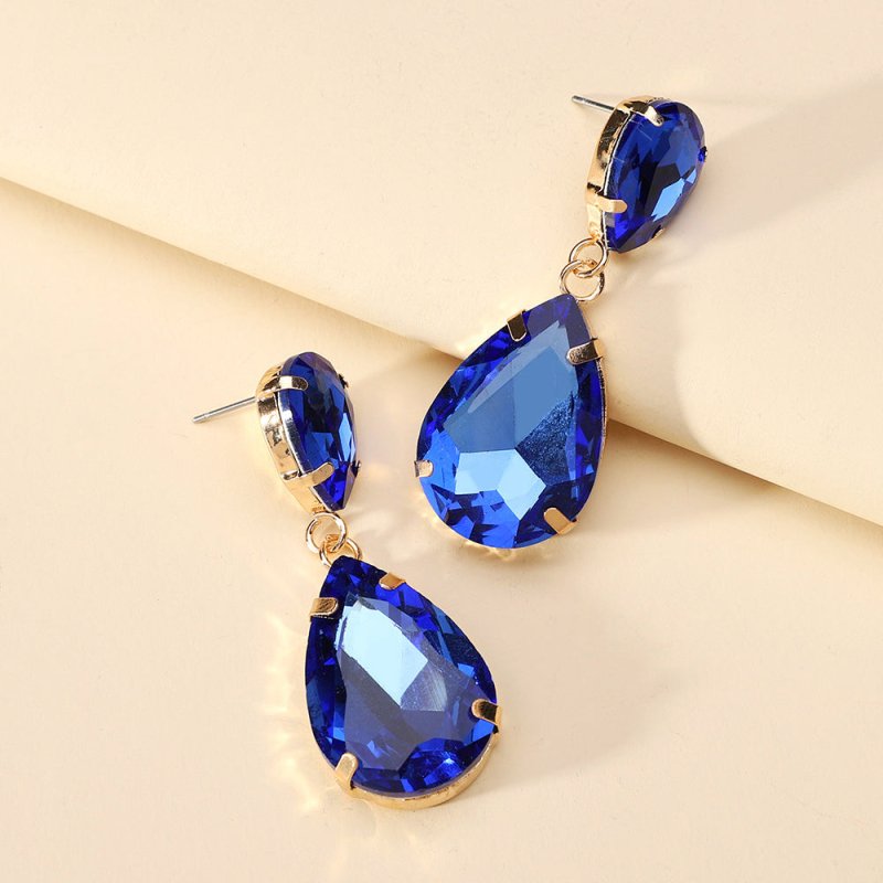 Fashion Drop Shape Colored Clear Glass Crystal Earrings-Jewearrings