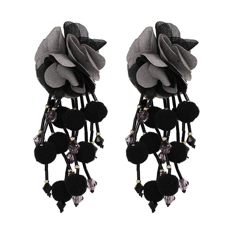 Fashion Ethnic Flower Tassel Stud Earrings European Vintage Jewelry-Jewearrings