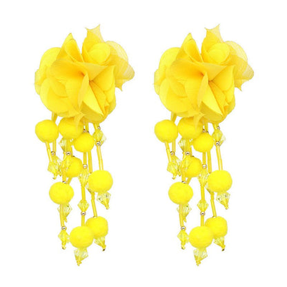 Fashion Ethnic Flower Tassel Stud Earrings European Vintage Jewelry-Jewearrings