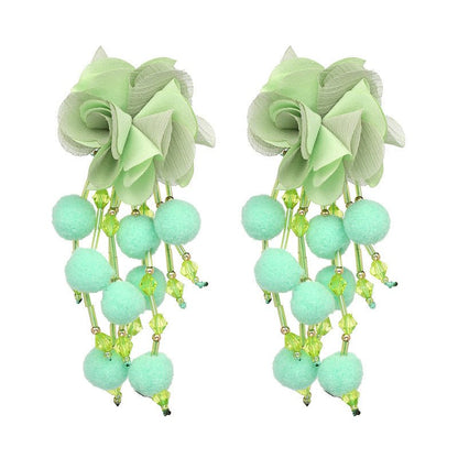 Fashion Ethnic Flower Tassel Stud Earrings European Vintage Jewelry-Jewearrings