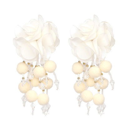 Fashion Ethnic Flower Tassel Stud Earrings European Vintage Jewelry-Jewearrings