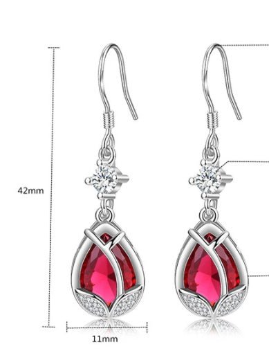 Fashion Flower Sterling Silver Long Earrings-Jewearrings