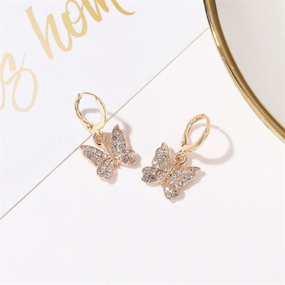 Fashion Full Diamond Butterfly Earrings Temperament Elegant-Jewearrings