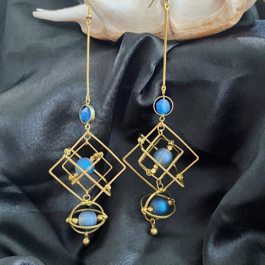 Fashion Geometry Blue Crystal Earrings-Jewearrings