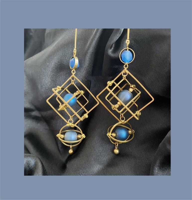 Fashion Geometry Blue Crystal Earrings-Jewearrings